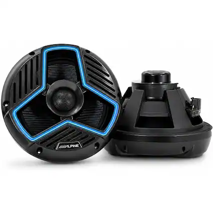 Front. Alpine - Alpine MRN-S88-LB Marine 8.8" Coaxial Speaker Set - Black - Black/Gray.