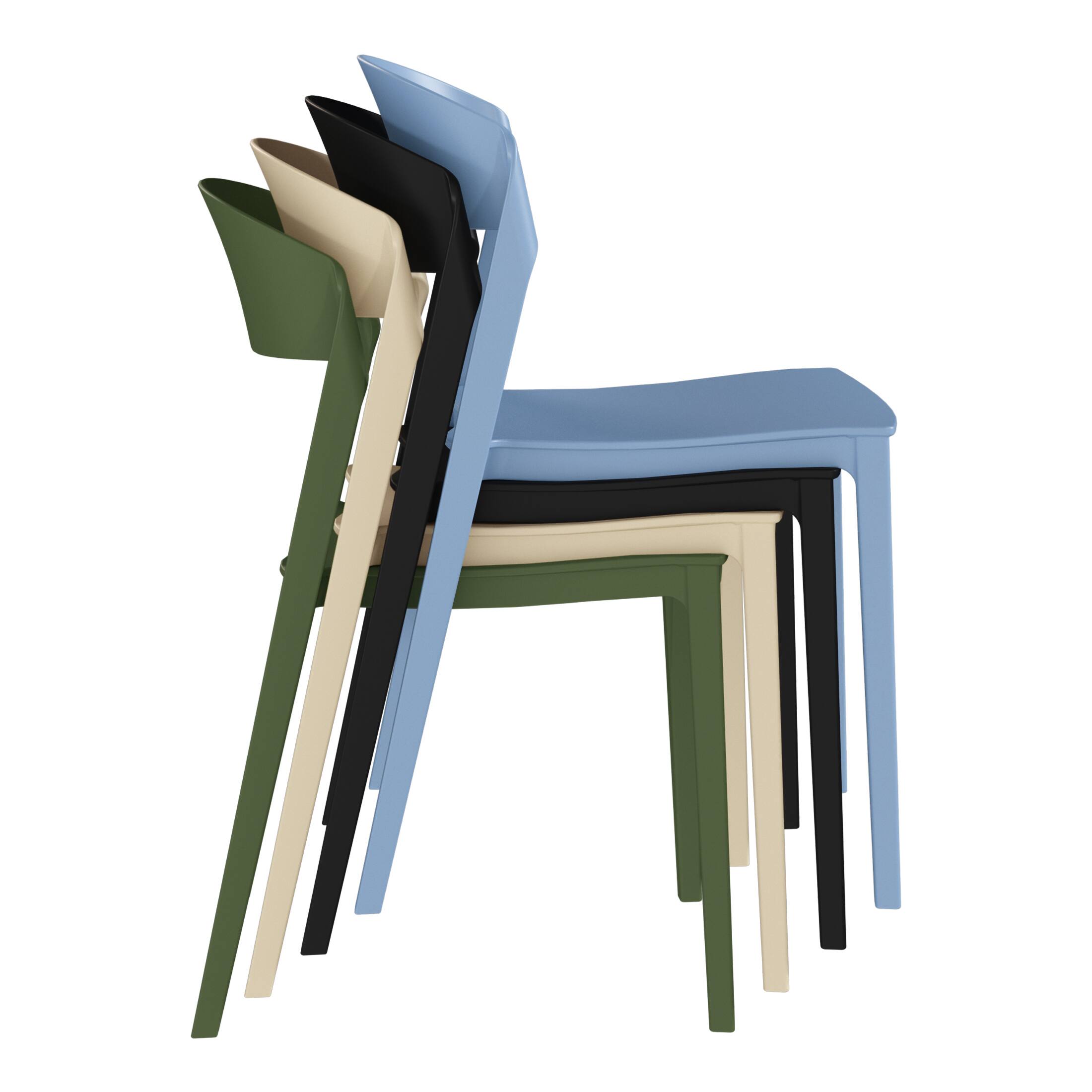 Alt View 1. WestinTrends - WestinTrends Playa Outdoor Modern Stackable Plastic Patio Bistro Dining Side Chairs (Set of 2) - Navy Blue.