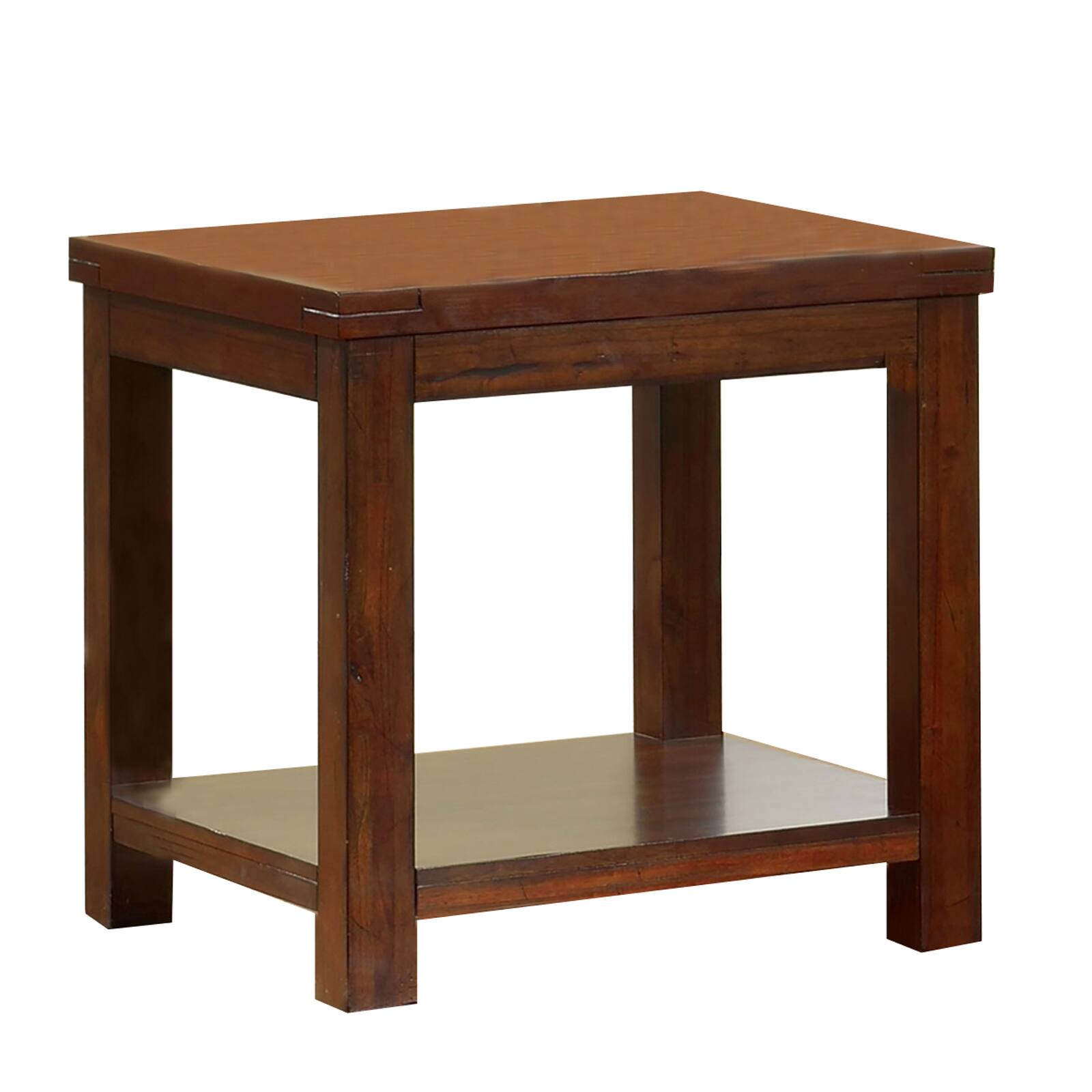 Front. Manhattan Lane - Square Shaped End Table with Open Bottom Shelf - Dark Cherry.