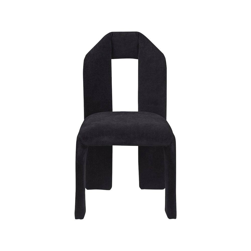 Alt View 1. Meridian Furniture - Bennett Black Chenille Fabric Dining Chair, Set of 2 - Black.