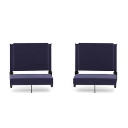 Emma + Oliver - Set of 2 500 lb. Rated Lightweight Stadium Chair with Ultra-Padded Seat - Navy