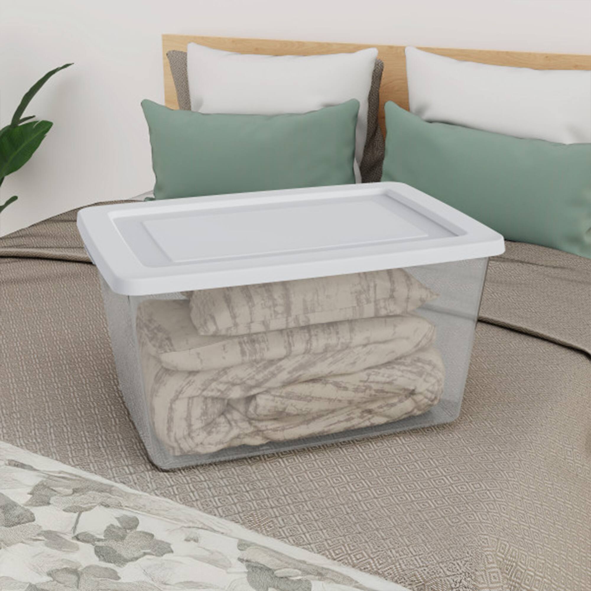 Alt View 2. Sterilite - Sterilite 58 Qt Storage Boxes, Clear Plastic Containers w/ Lid, Set of 18, White.