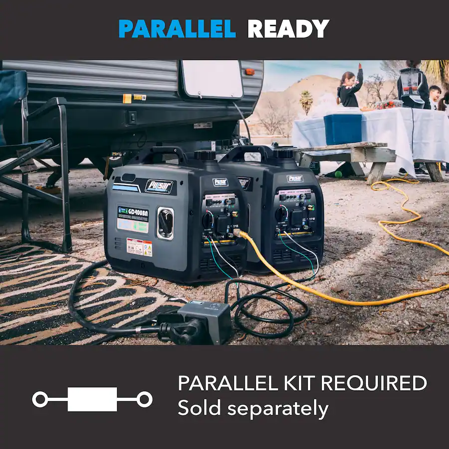 Pulsar Parallel Kit Pulsar GD400BN 4000W Portable Dual Fuel Inverter Generator Super Quiet ...