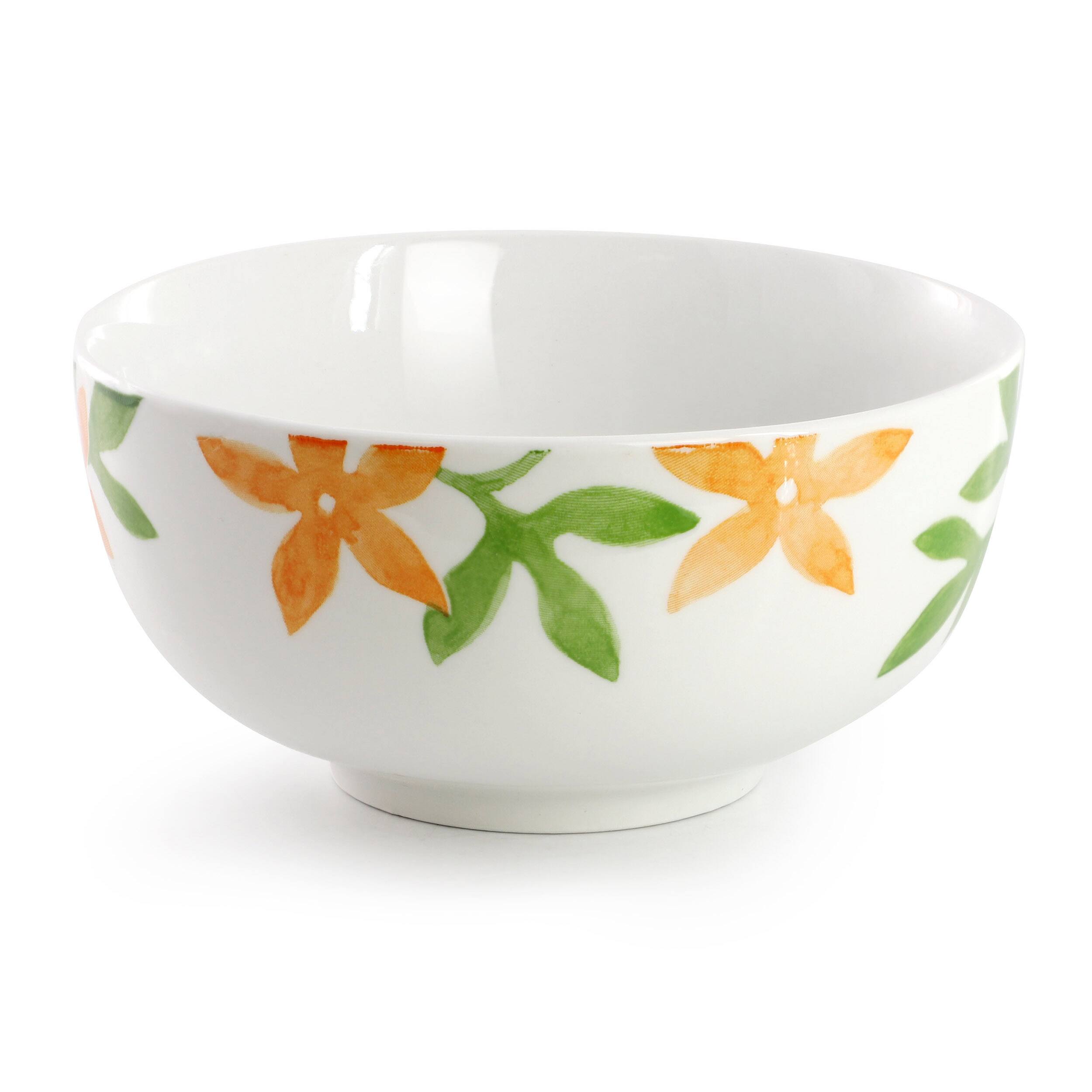 Back. Gibson - Gibson Home Surrey Hill 2 Piece Fine Ceramic Cereal Bowl Set in Orange Floral - Orange Floral.