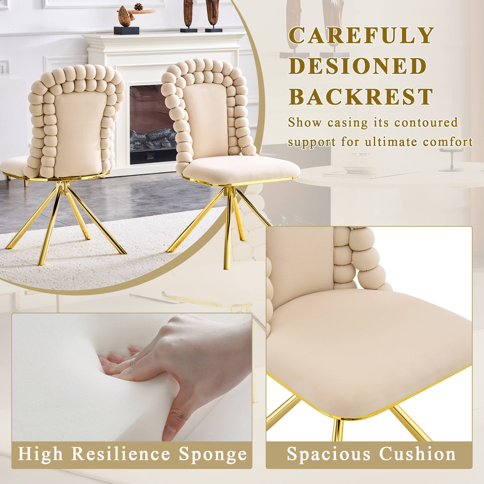 CAREFULLY DESIGNED BACKREST  
Show casing its contoured support for ultimate comfort  
High Resilience Sponge  
Spacious Cushion