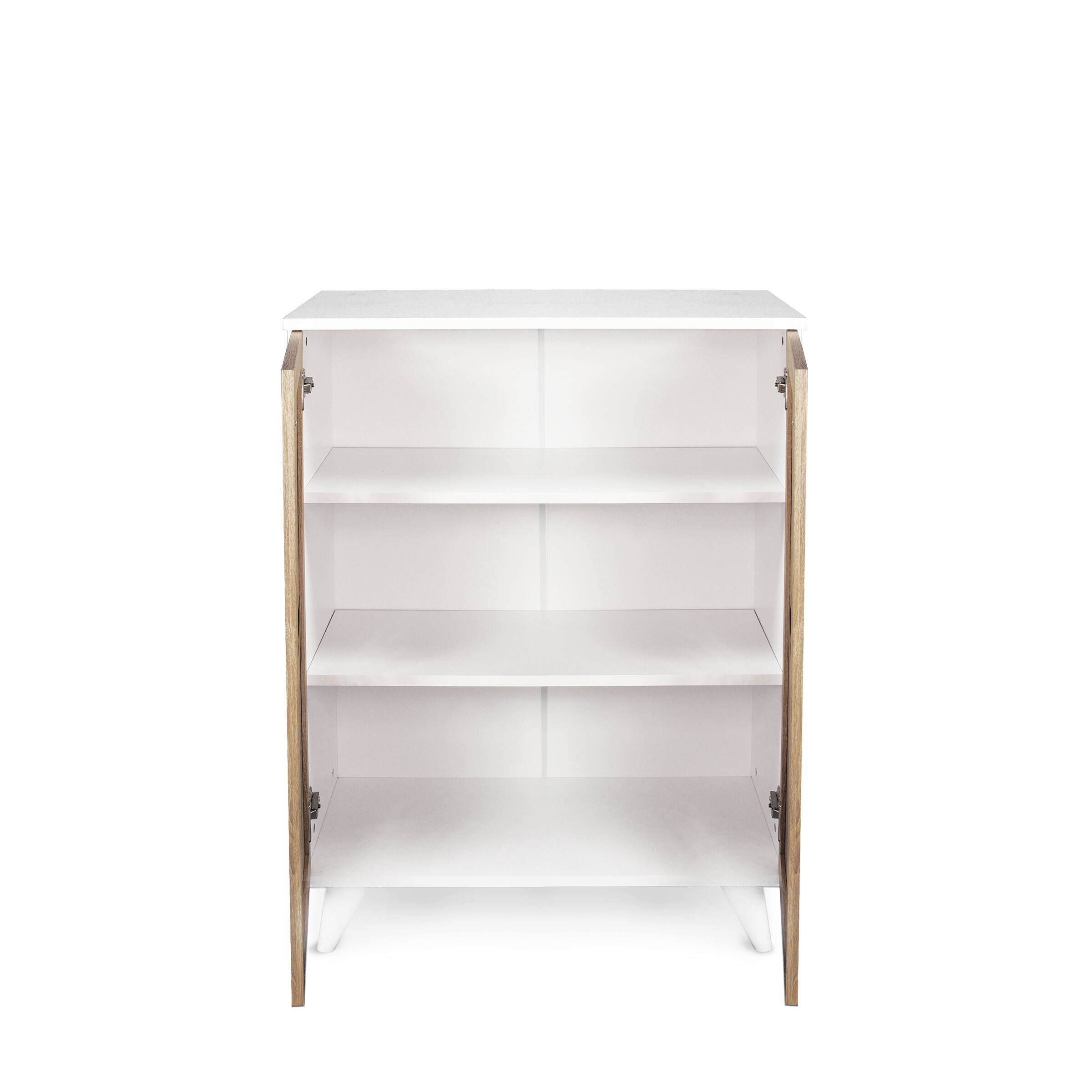 Back. TinyHomie - Karina Wood Base Shoe Cabinet - Cream.