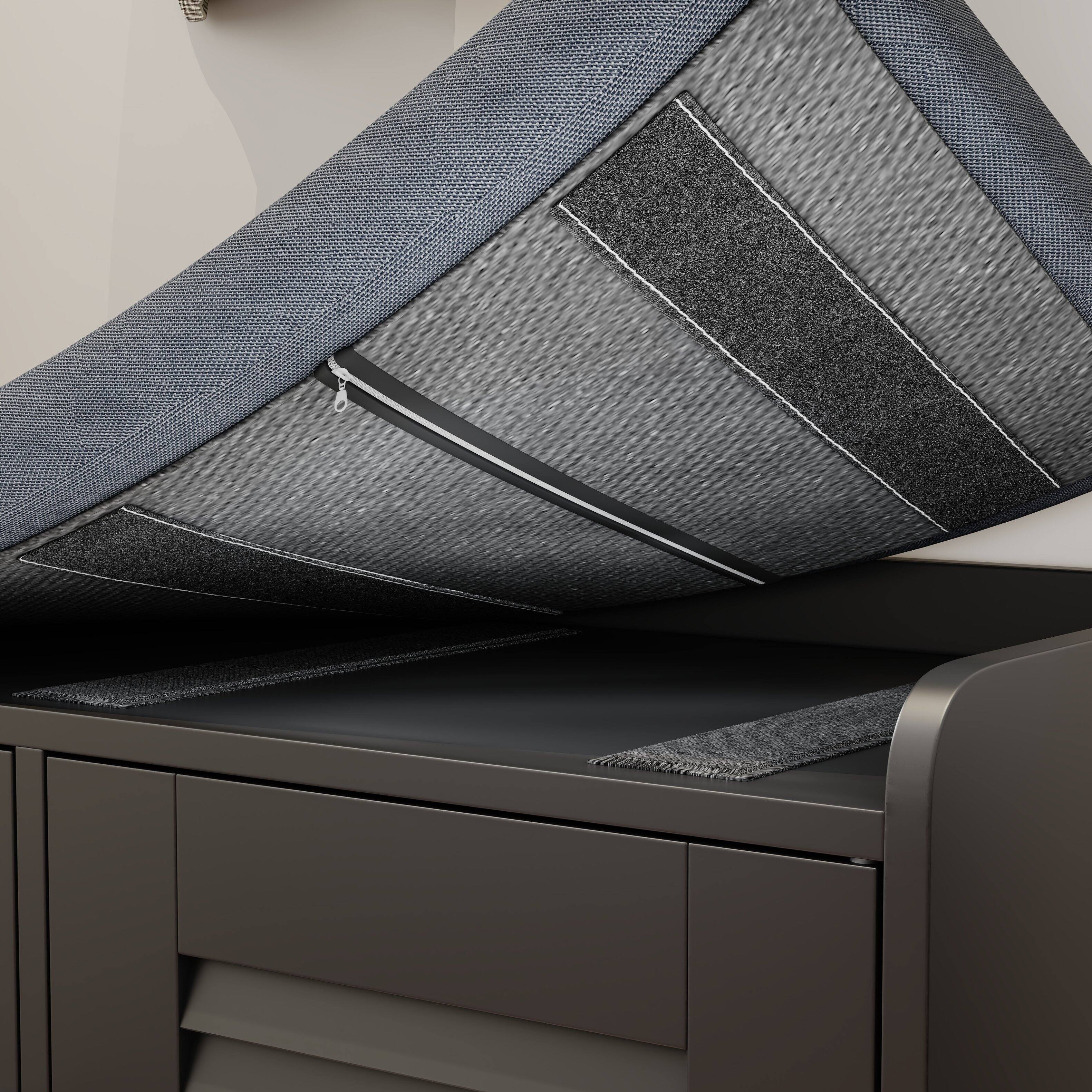 Back. TinyHomie - 28.74in Shoe Storage Bench with 2 Door Cabinet Black Shoe Storage Shoe Bench with Cushion Adjustable Shelves - Black.