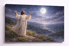 FC Design - Large Canvas 24x36" Ready-to-Hang Celestial Blue Worship Night Art Painting Home Wall Décor - MultiColor