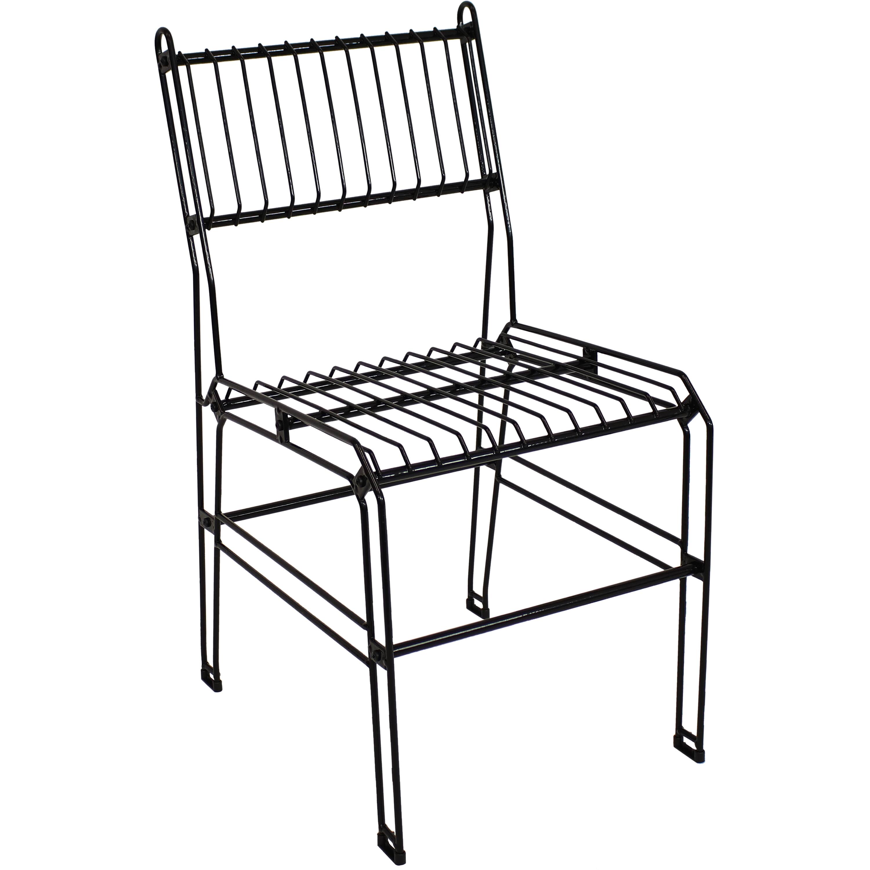 Front. Sunnydaze - Indoor and Outdoor Steel Wire Dining Chair - Black.