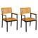 Front. Costway - Dining Chair Set of 2 with Acacia Wood Backrest Slanted Seat Comfortable Armrests - Natural + Black.