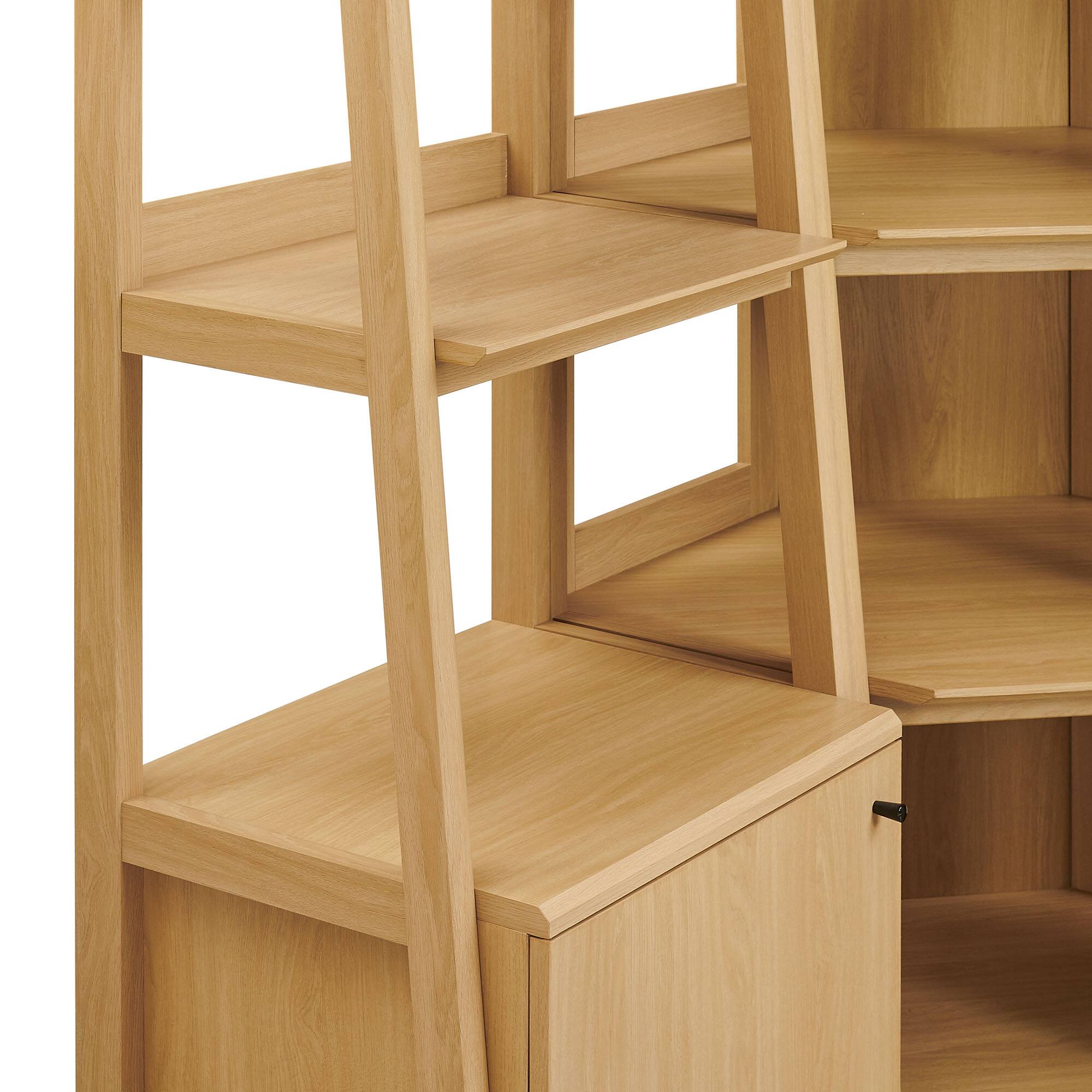 Alt View 4. Modway - Bixby 3-piece Corner Bookshelf Set with Narrow Bookshelves by Modway - Oak.