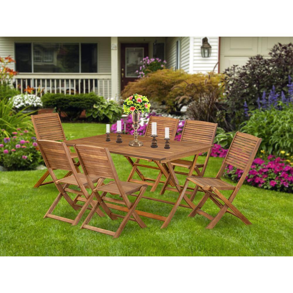 Alt View 3. East West Furniture - 7 Piece Patio Dining Set - Brown.