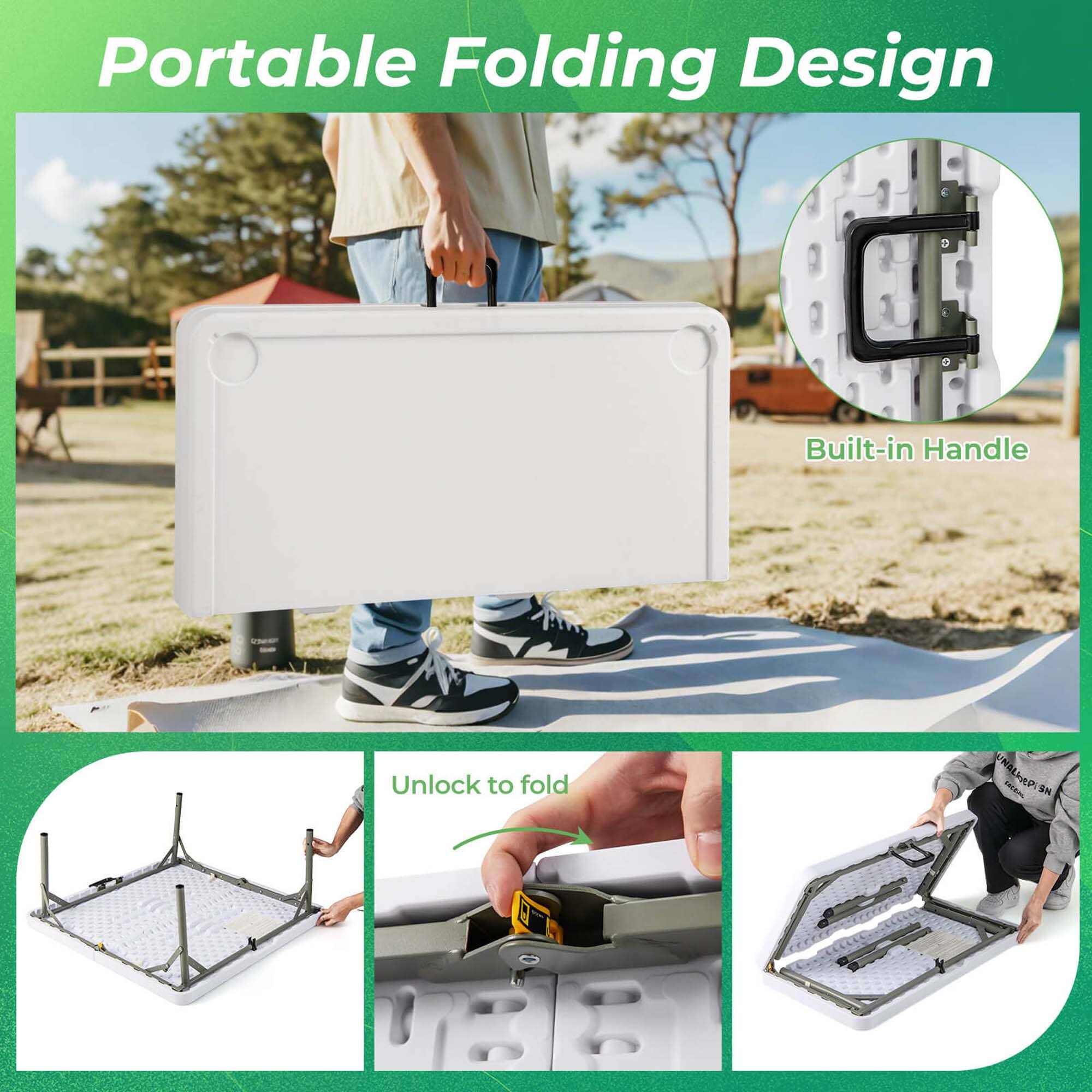 Portable Folding Design

Built-in Handle

Unlock to fold