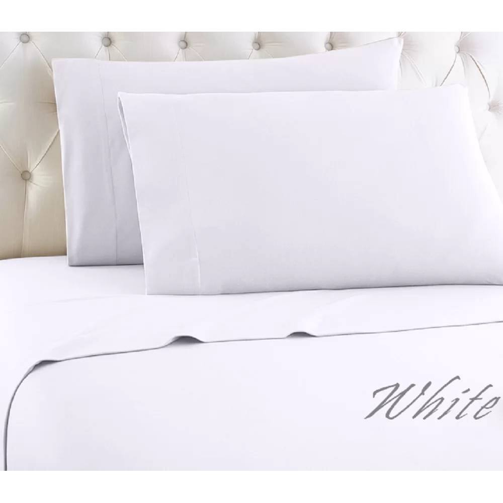 Left. Hivvago - King 4-Piece Egyptian 100-Percent Cotton 1000 Thread Count Sheet Set - White - White.