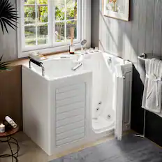 Front. Empava - 54 in. x 30 in. Right Drain Whirlpool Air Combination Walk-in Bathtub with Outward Opening Door for Senior Care in White - White.