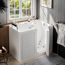 Empava - 54 in. x 30 in. Right Drain Whirlpool Air Combination Walk-in Bathtub with Outward Opening Door for Senior Care - White