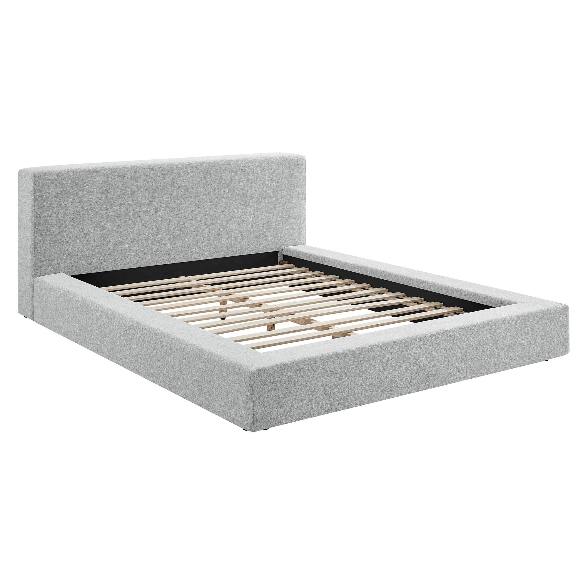 Back. Modway - Luma Chenille Upholstered King Platform Bed Frame by Modway - Light Gray Fabric.