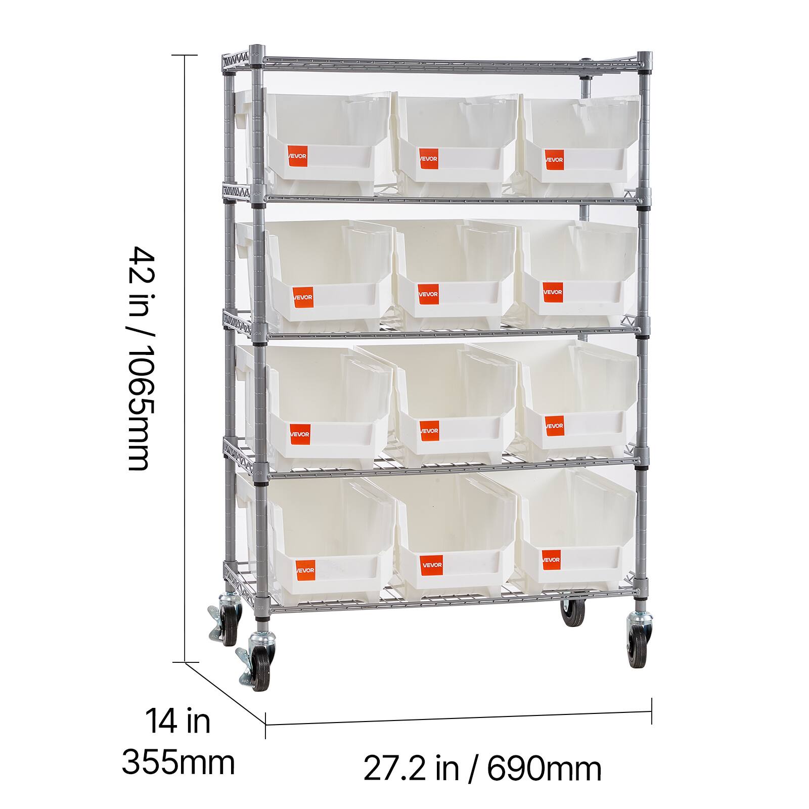 42 in / 1065mm  
14 in / 355mm  
27.2 in / 690mm