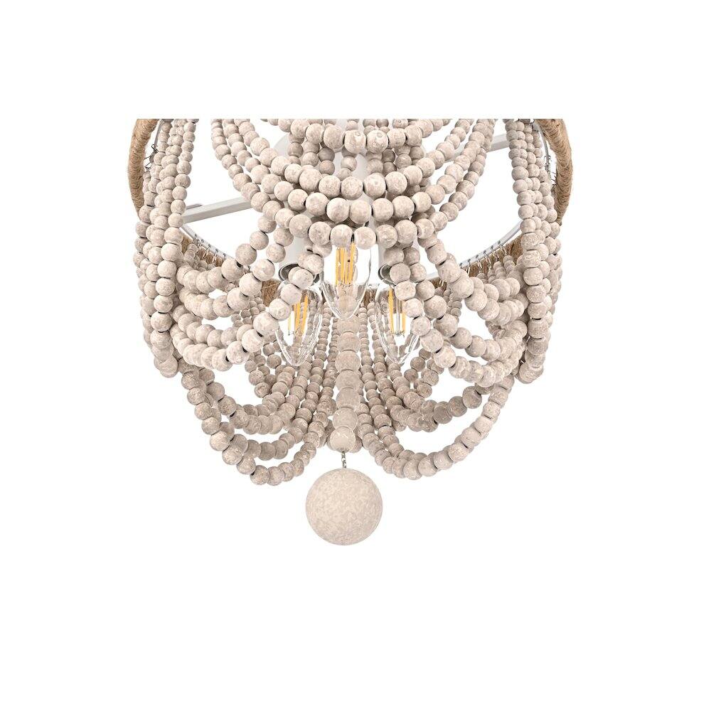 Left. Living District - Jolie 12 Inch Beaded Flush Mount Ceiling Light In Antique White - Antique White.