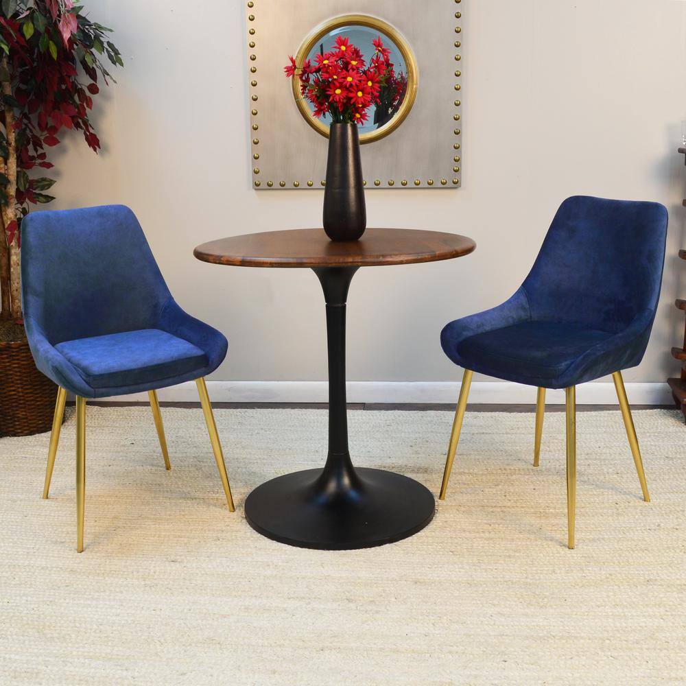 Alt View 4. Carolina Chair & Table - Alden Wood Top 30" Round Dining Table - Elm/Black - Blue.