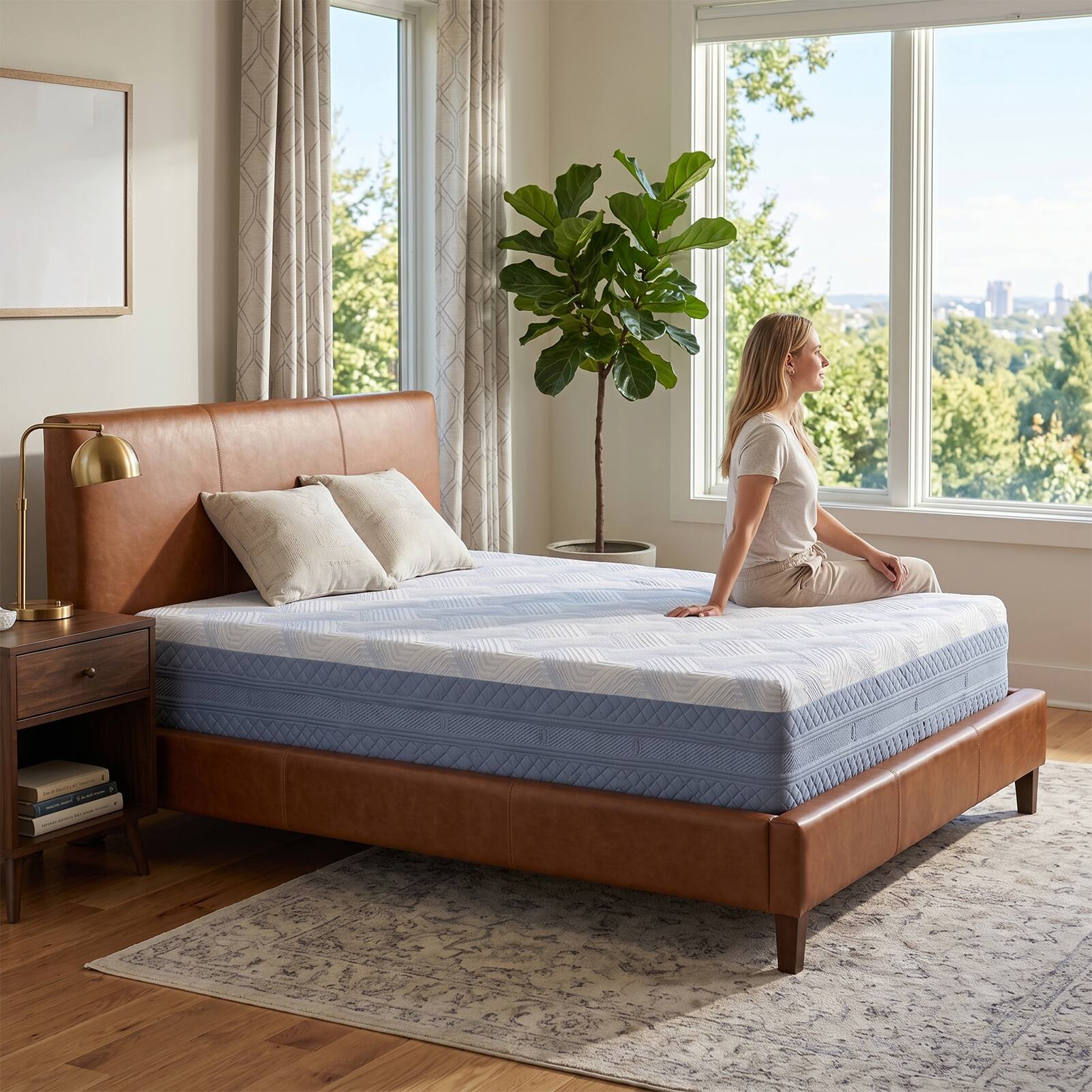 Alt View 6. FED Fitness - King Size,Memory Foam Mattress 12 Inch King Mattress for Cooling Night Sleep Comfort Support Ink Painting - White/Black.