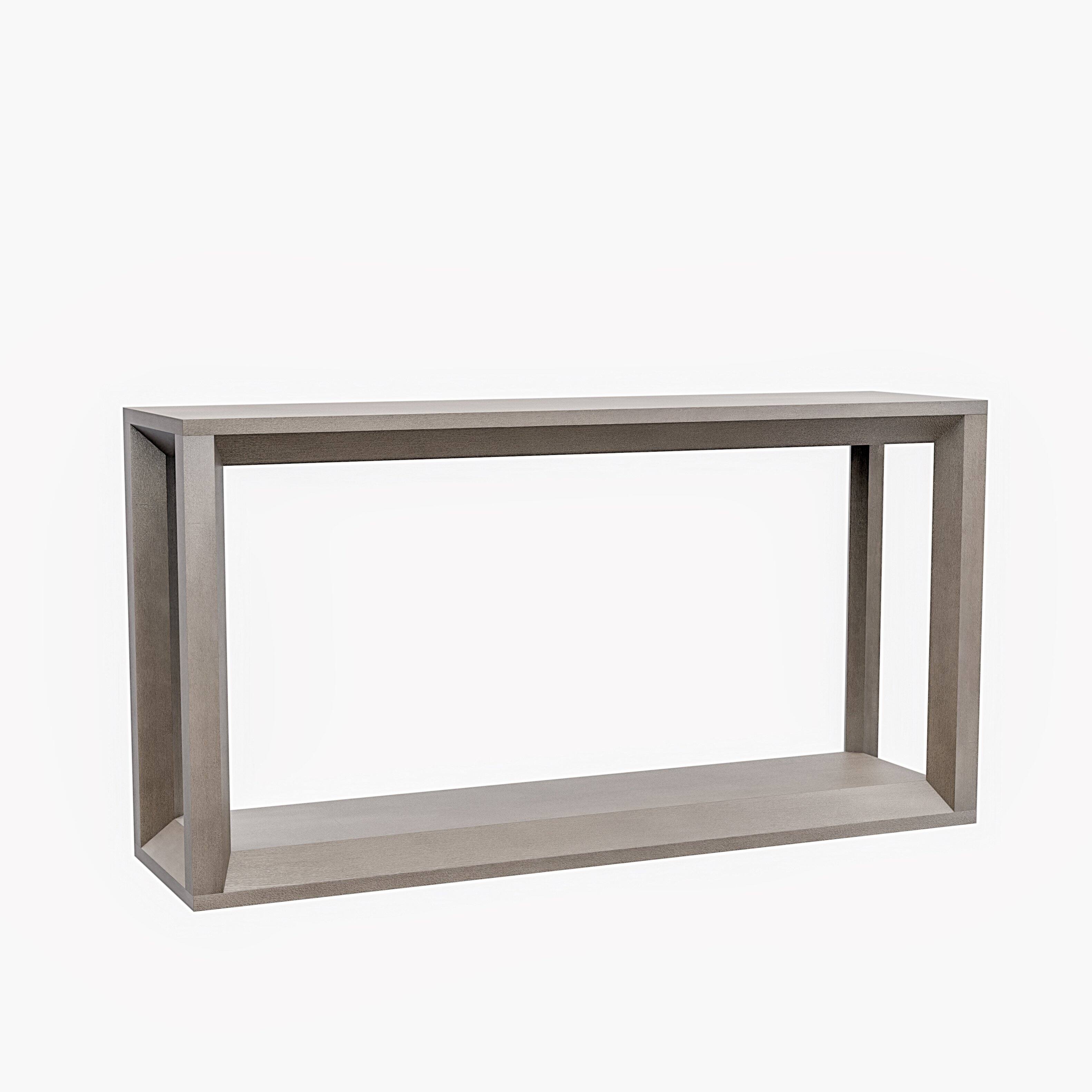 Alt View 5. Loheer - Loheer Console Table, 60 Inch Solid Wood Veneer Sofa Table with Shelf, Distressed Grey Entryway Behind Couch Table - Grey.