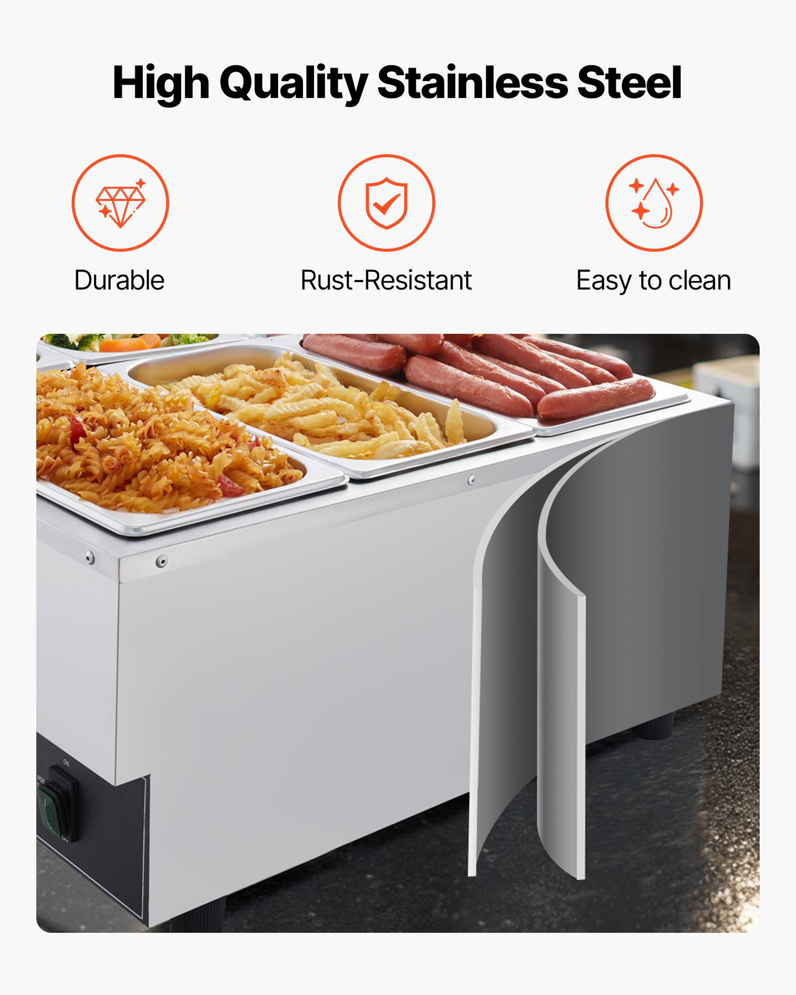 High Quality Stainless Steel

- Durable
- Rust-Resistant
- Easy to clean