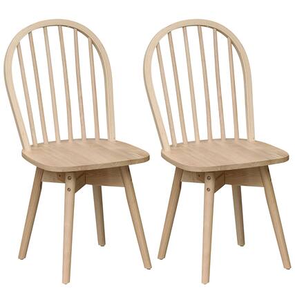 Front. Costway - Costway Swivel Dining Chairs Set of 2, Farmhouse Spindle Kitchen Chairs with Solid Rubber - Natural.