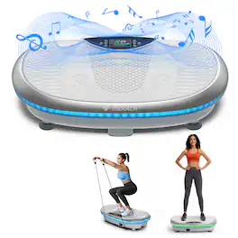 MERACH - 4D Vibration Plate, Whole Body Plate Vibration with 120 Speeds, LED Lights Bluetooth Speaker, Full Body Workout - White