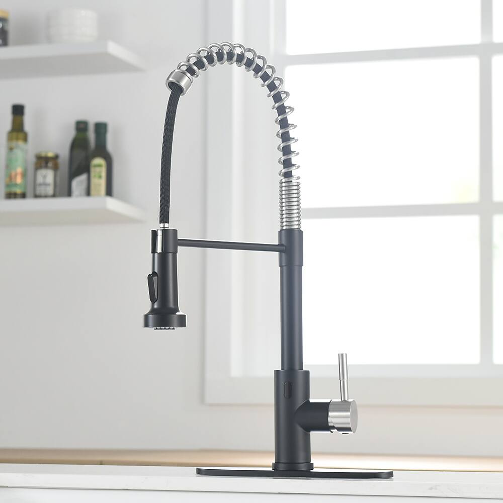 Angle. Siljoy - Touchless Kitchen Faucet,Hands Free Automatic Smart Kitchen Faucet - Black and Silver.