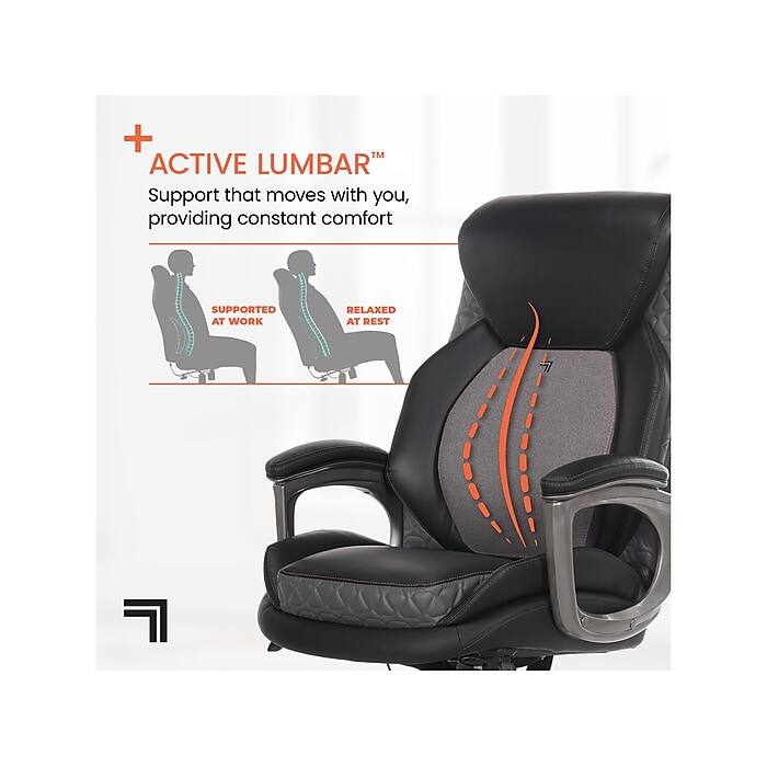 + ACTIVE LUMBAR™  
Support that moves with you, providing constant comfort  
SUPPORTED AT WORK  
RELAXED AT REST