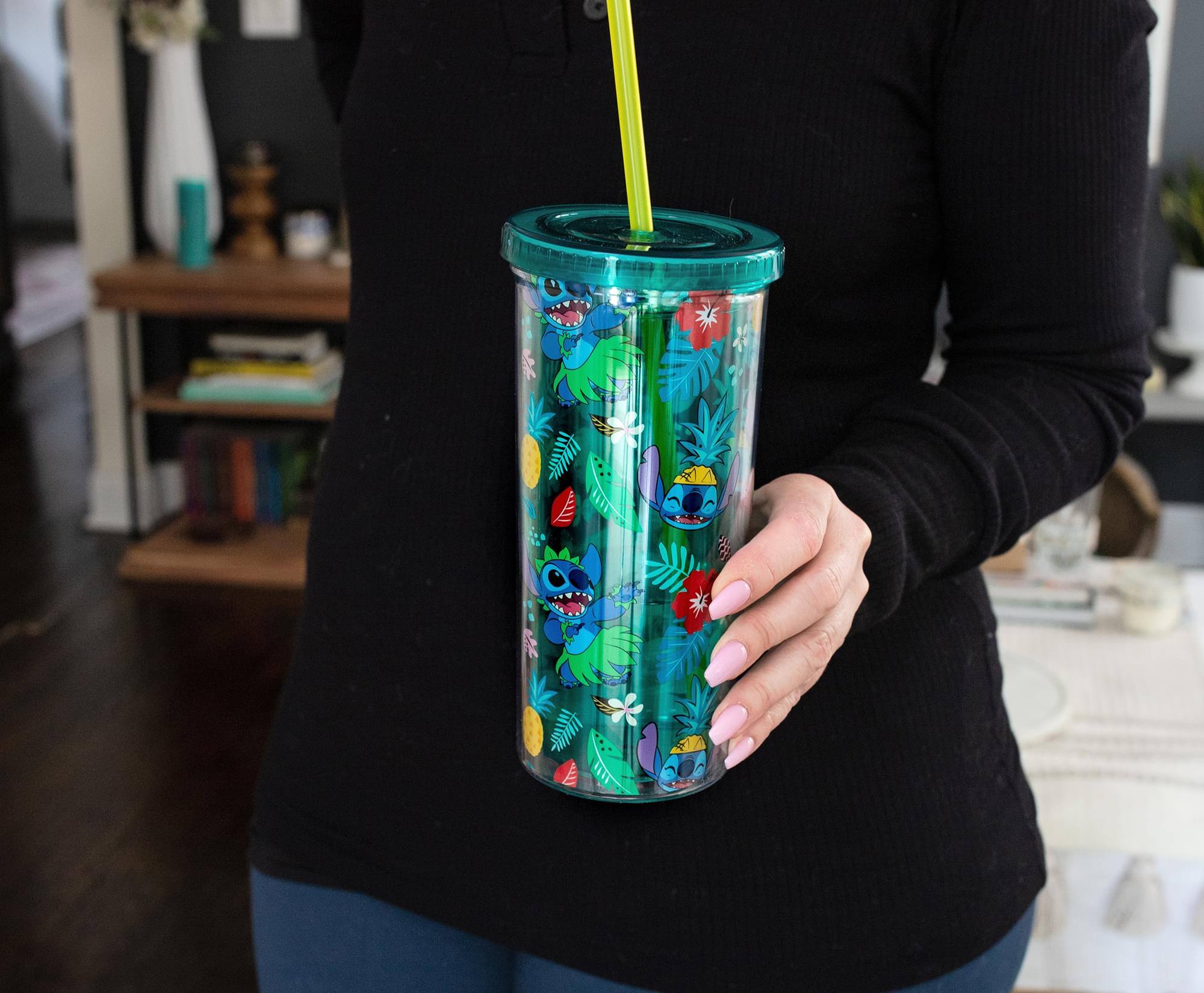 Alt View 10. Disney - Disney Lilo & Stitch Tropical Summer Icons Carnival Cup with Lid and Straw - Blue.