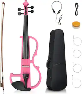 Winado - 4/4 Acoustic Silent Electric Violin for Beginner Adults Teens with Ebony Fittings, Case, Bow, Headphone