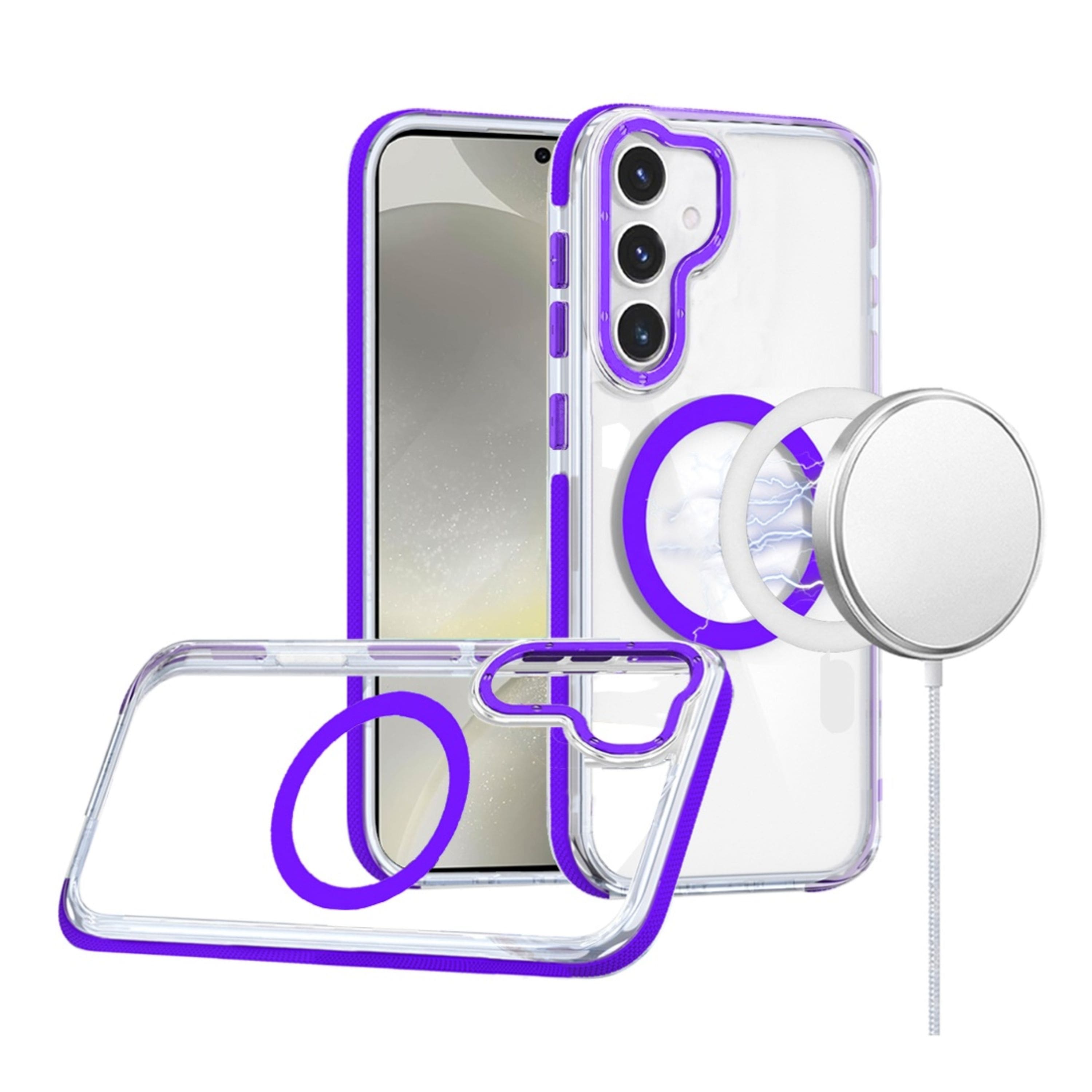 Kitcheniva - Matching Trim Magnetic Circle Phone Case With Tempered Glass For Samsung Galaxy S25+/S24+ - Purple price history on PriceWatchPro