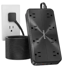 TESSAN - 8-Outlet / 1-PD 20W USB-C / 2-USB-A 1050 Joules Surge Protector Power Strip with 6 ft Extension Cord - Black