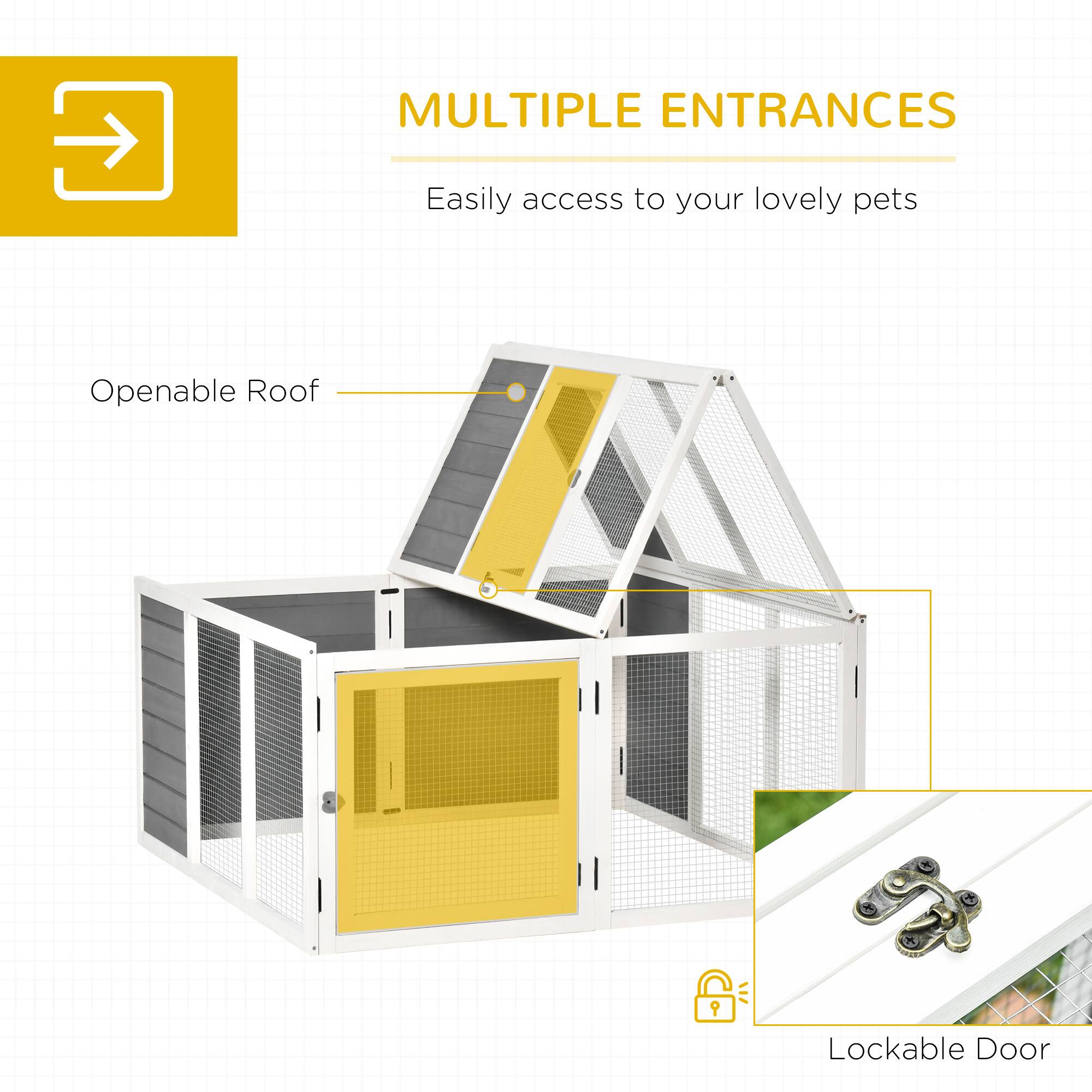MULTIPLE ENTRANCES  
Easily access to your lovely pets  

- Openable Roof  
- Lockable Door