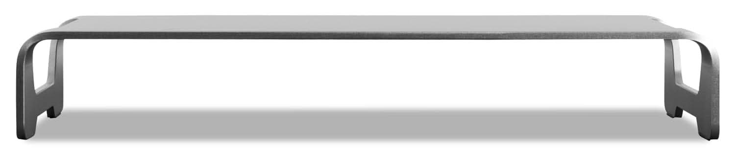 Left. Mount-It! - Slim Aluminum Monitor & Laptop Riser Stand with Elevated Desk Space and 44 lb Support for 11″–32″ Screens, Silver - Silver.