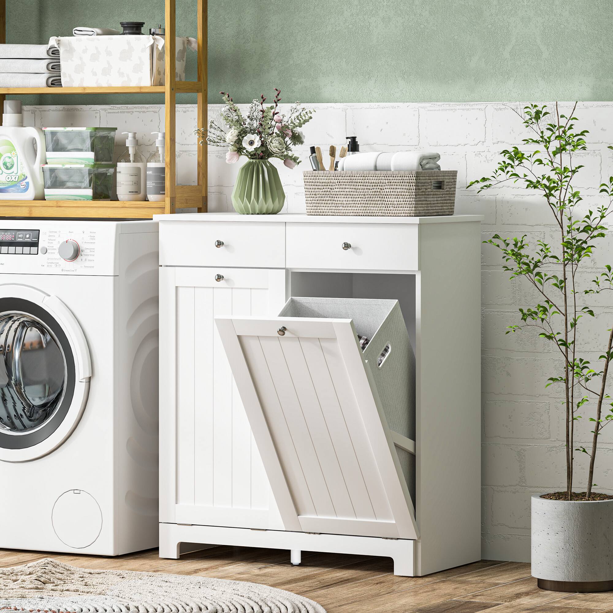 Alt View 1. Homcom - Laundry Hamper Cabinet - White.
