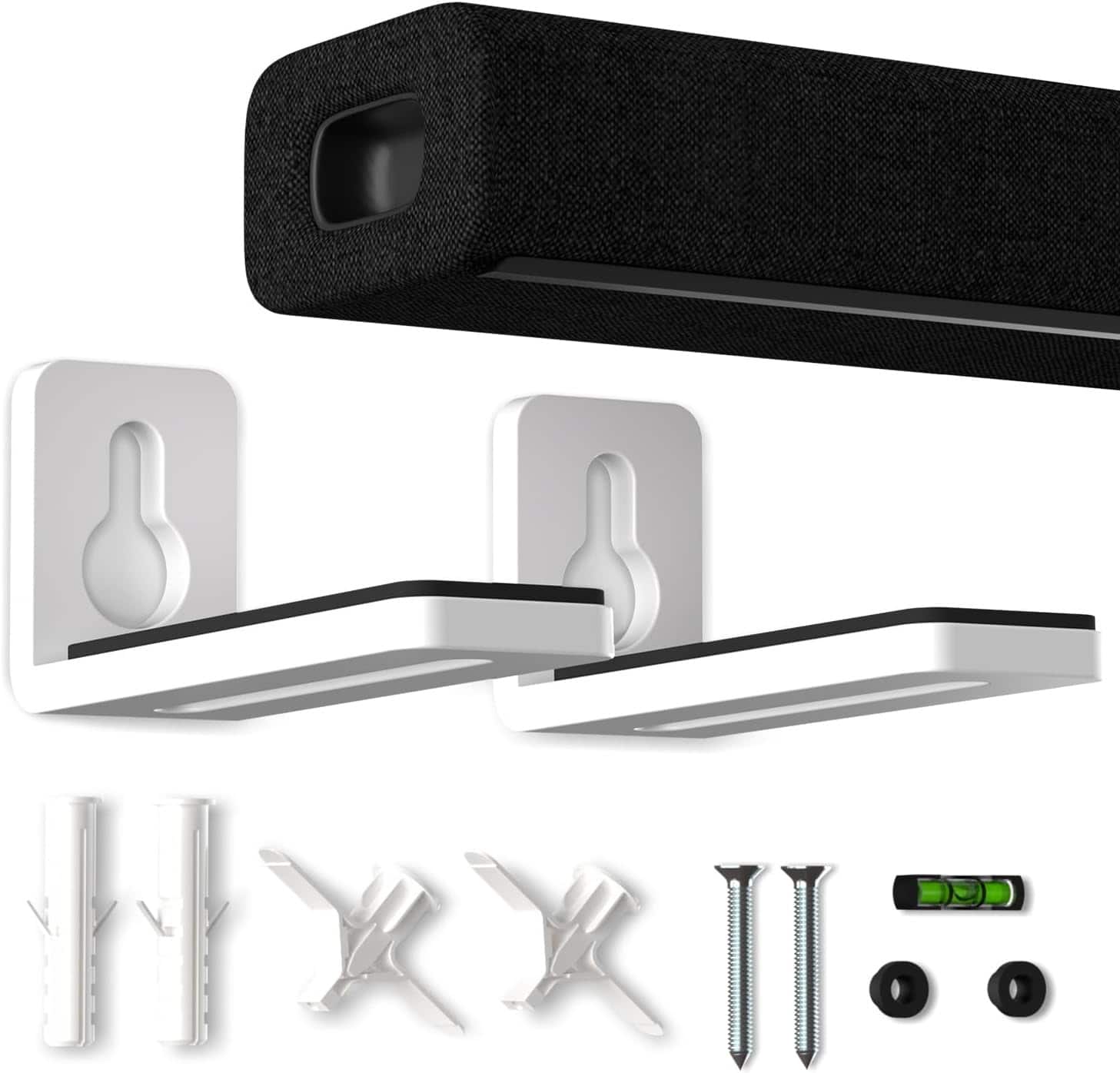 Schertz - Soundbar Wall Mount Shelf for Sony, Samsung, LG & More – - White