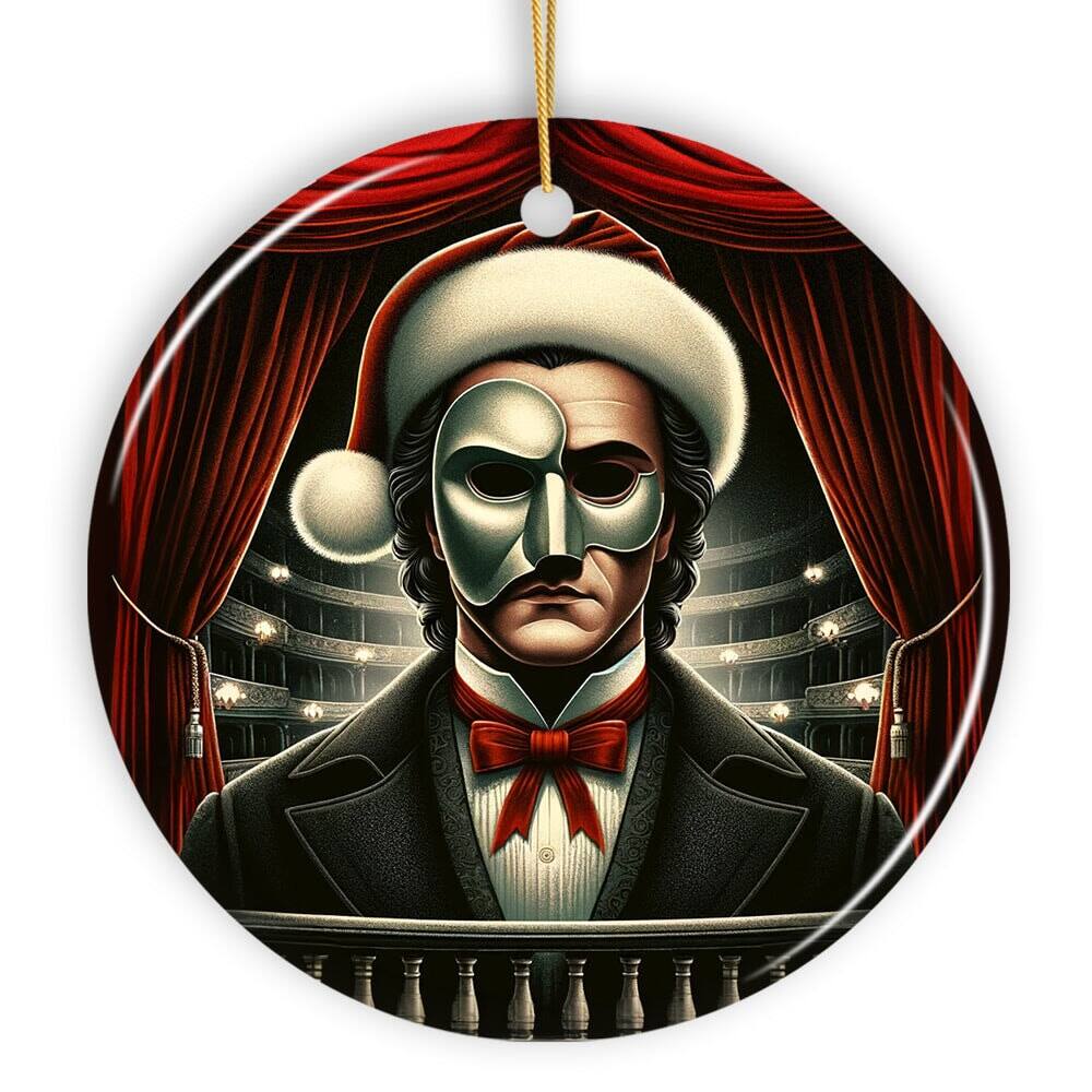 Front. OrnamentallyYou - Phantom of the Opera Ceramic Ornament Menacing Holiday Gift for Halloween Tree - Multi-colored.