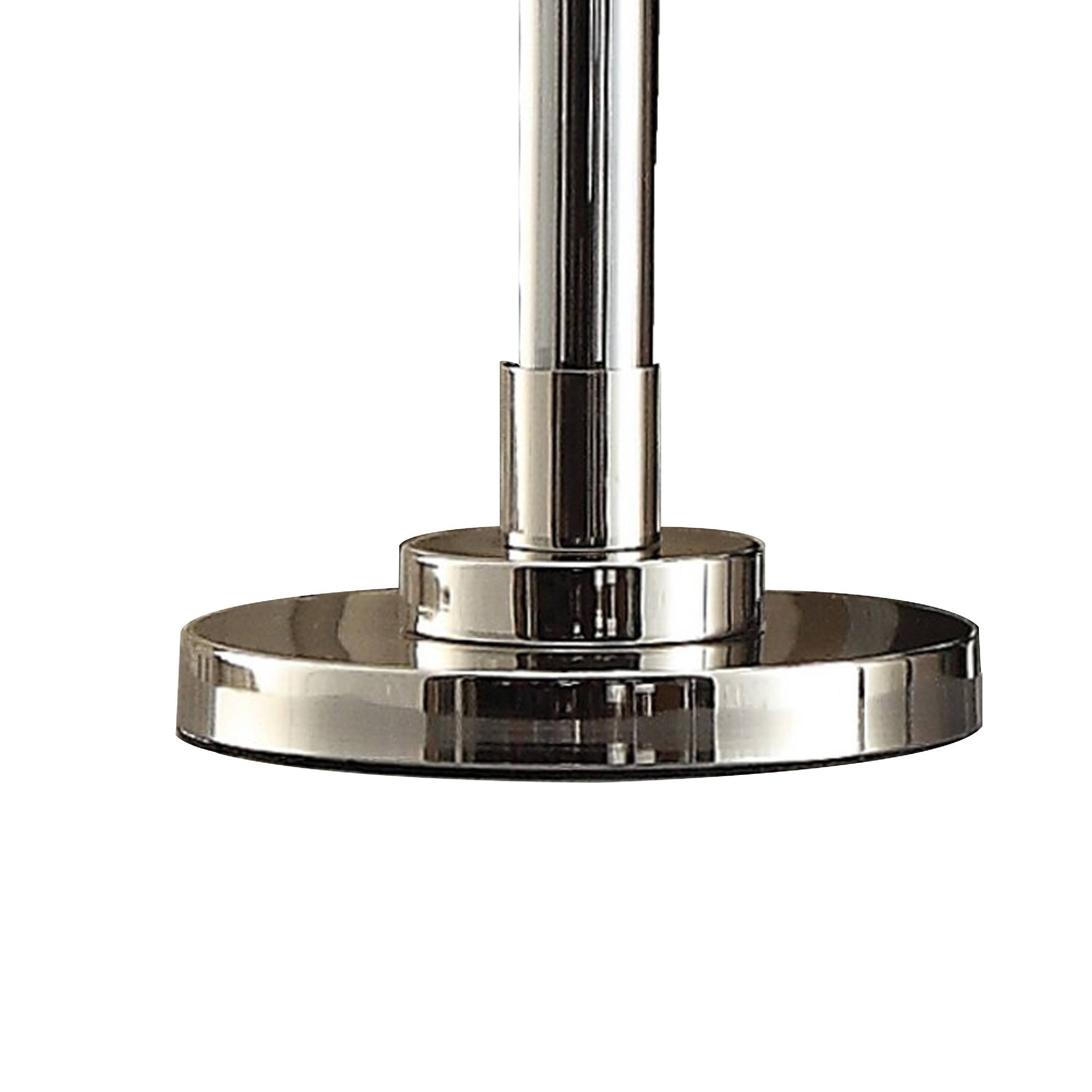Alt View 1. Manhattan Lane - 28 Inch Table Lamp Set of 2, Empire Fabric Shade, Modern Nickel Base - Nickel, Silver, White.