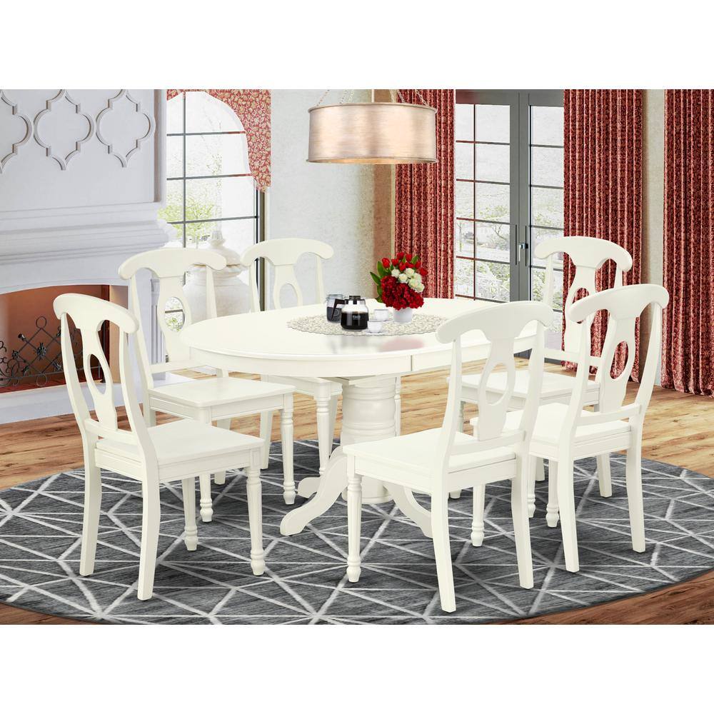 Left. East West Furniture - Dining Room Set Linen White - Brown.