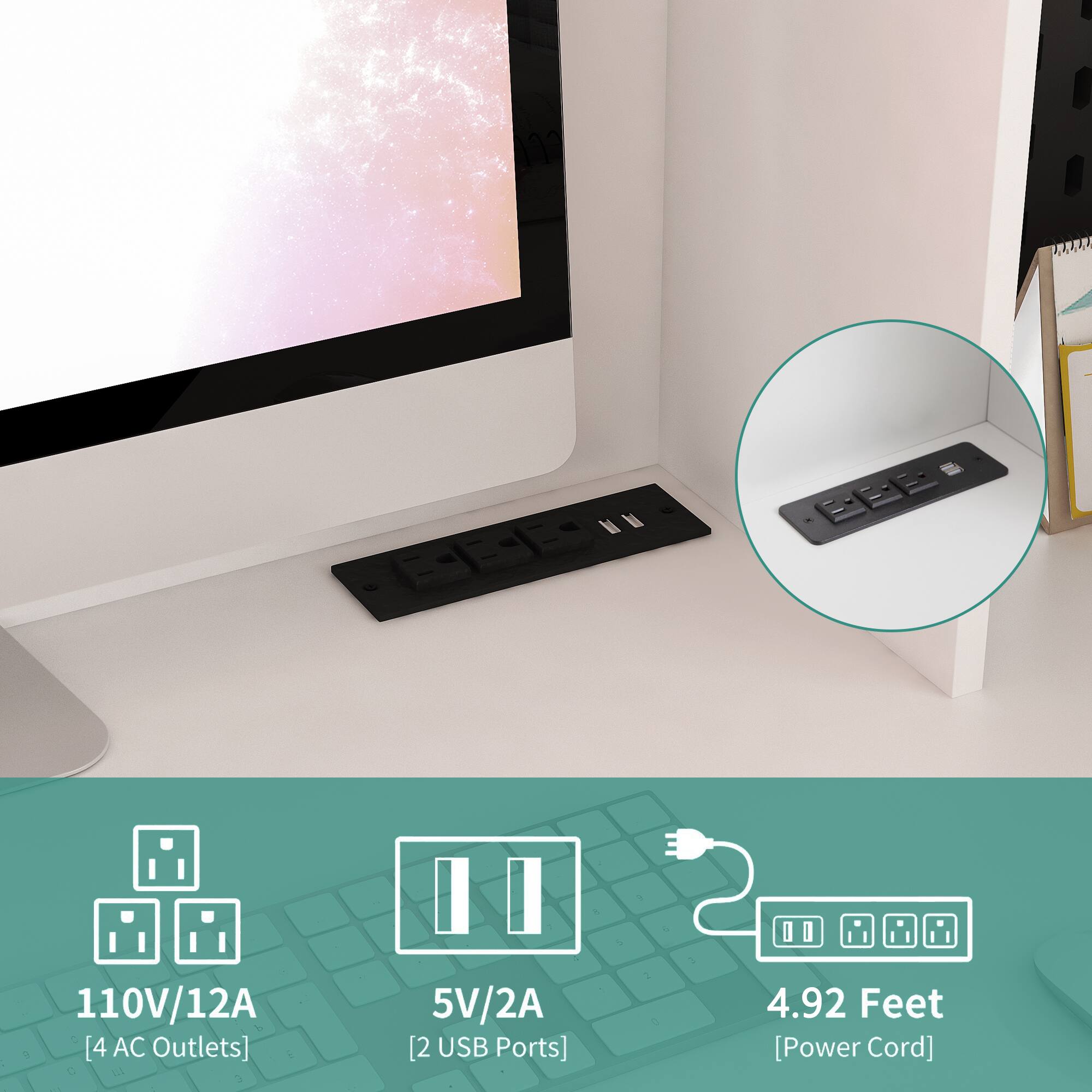 110V/12A [4 AC Outlets]  
5V/2A [2 USB Ports]  
4.92 Feet [Power Cord]