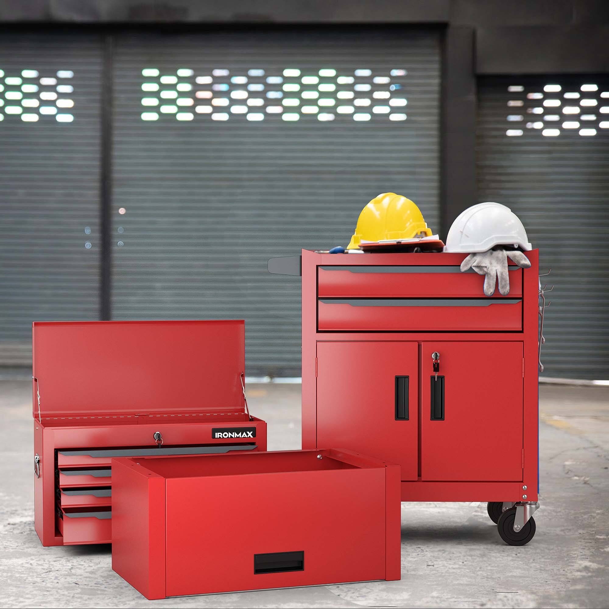 Alt View 3. Costway - Costway 6-Drawer Rolling Tool Chest 3-in-1 Heavy-Duty Storage Cabinet with Universal Wheels - Red.