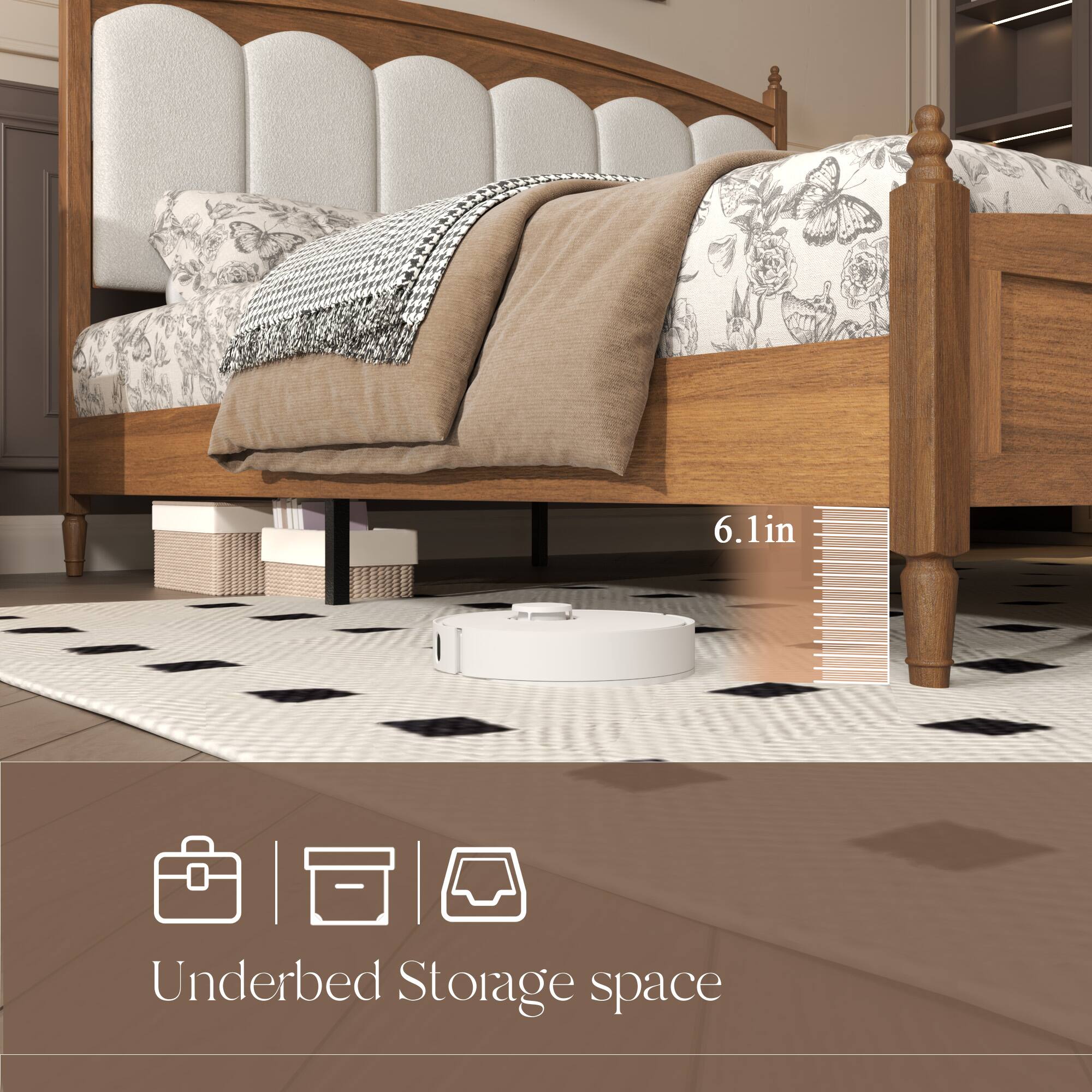 6.1in  
Underbed Storage space