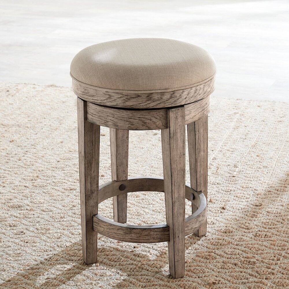 Alt View 1. Liberty Furniture Industries - City Scape Upholstered Console Swivel Stool 25" Burnished Beige Oak - Burnished Beige.