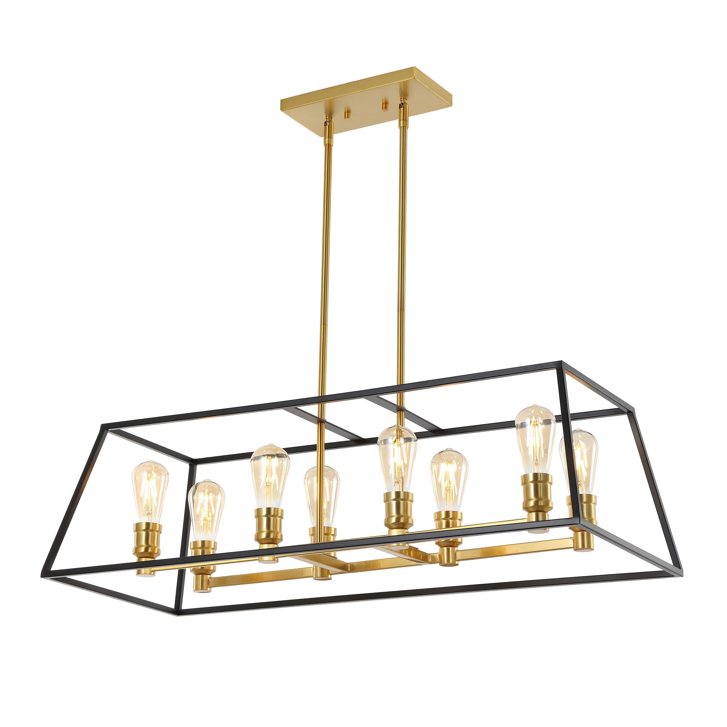 "Jonathan Y - Lloyd 35"" 8-Light Farmhouse Industrial Iron Linear LED Pendant - Black/Brass Gold" price history on PriceWatchPro