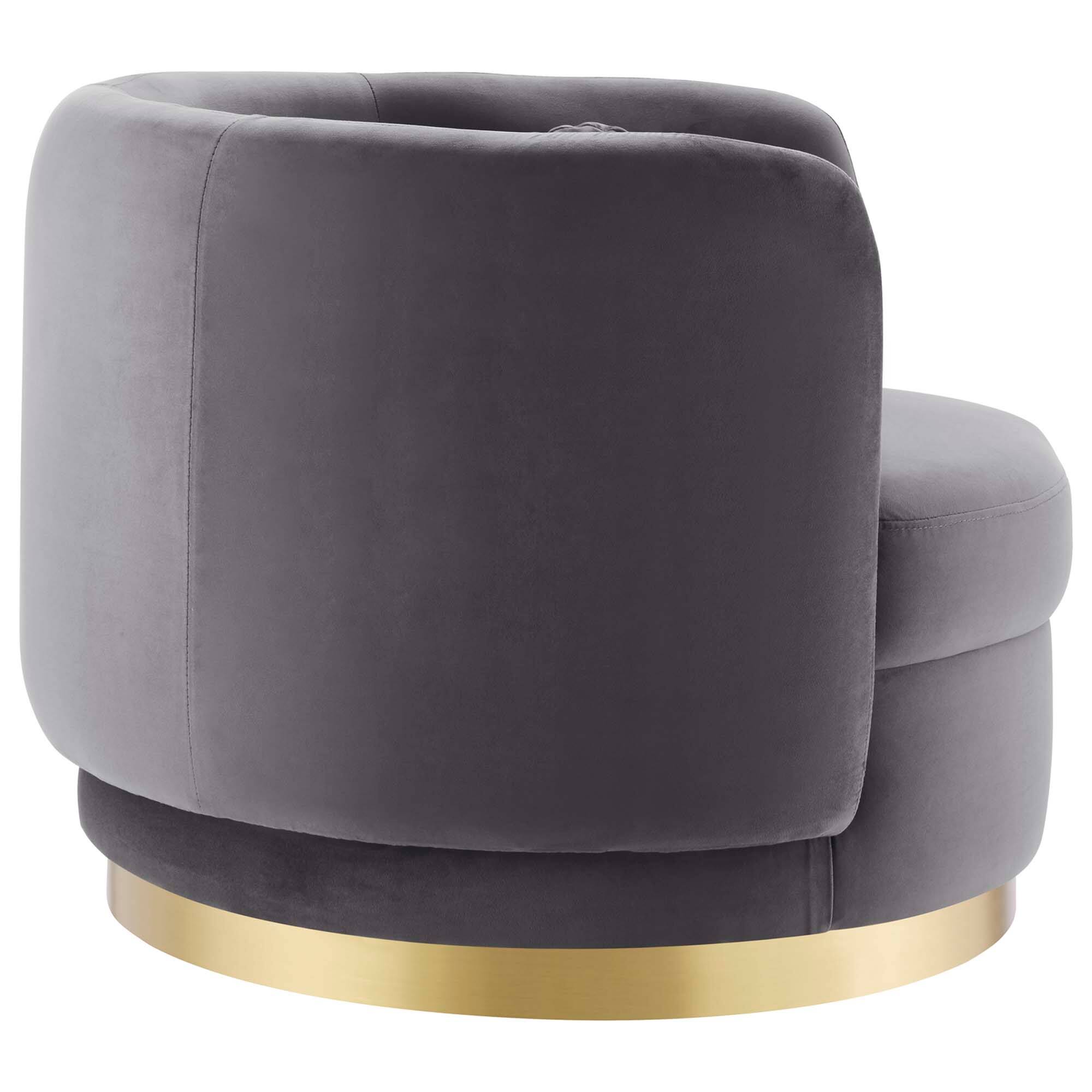 Back. Modway - Relish Performance Velvet Swivel Chair by Modway - Gold Gray.