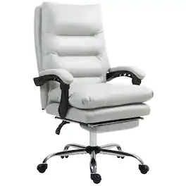 Vinsetto - Massage Office Chair, Heated Reclining Chair with Footrest, Double-tier Padding, Swivel Wheels - Light Gray