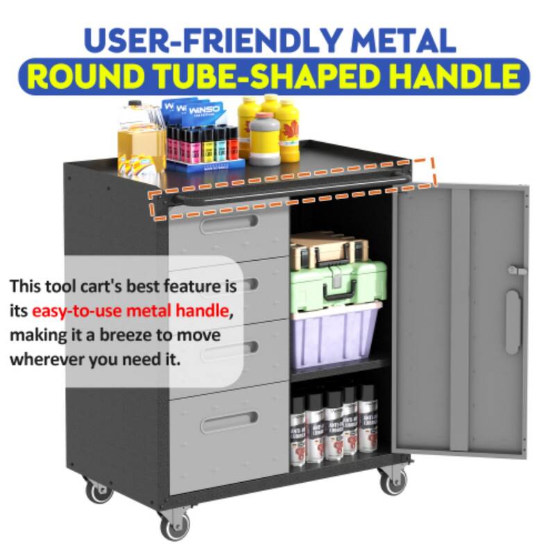 USER-FRIENDLY METAL ROUND TUBE-SHAPED HANDLE

This tool cart's best feature is its easy-to-use metal handle, making it a breeze to move wherever you need it.